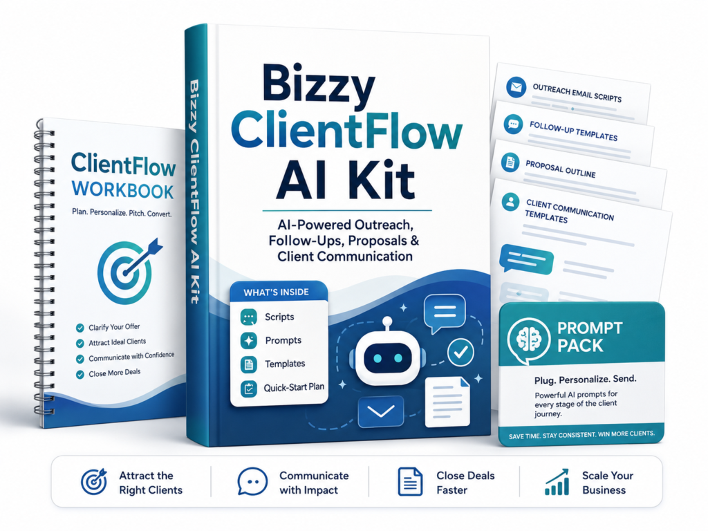 Bizzy ClientFlow AI Kit digital toolkit product mockup